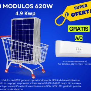 Kit 8 paneles solares de 620W