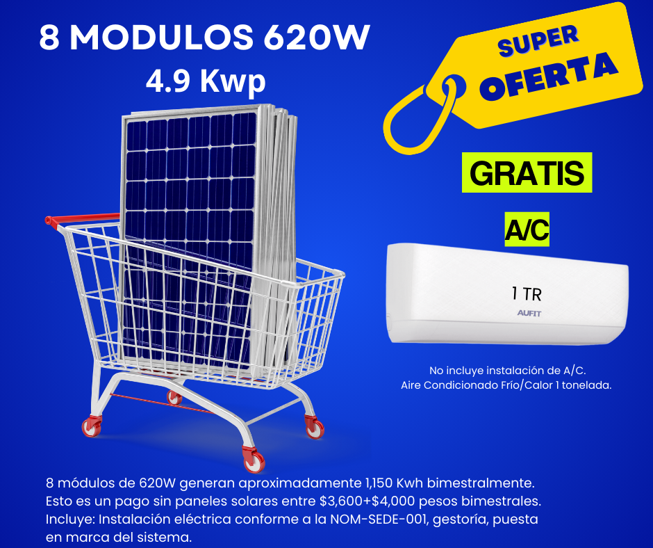Kit 8 paneles solares de 620W